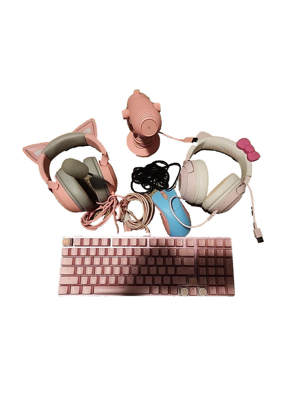 Pink Gaming Bundle Glorious GMMK Keyboard Razer Kitty Headset  Seiren Mic Mous